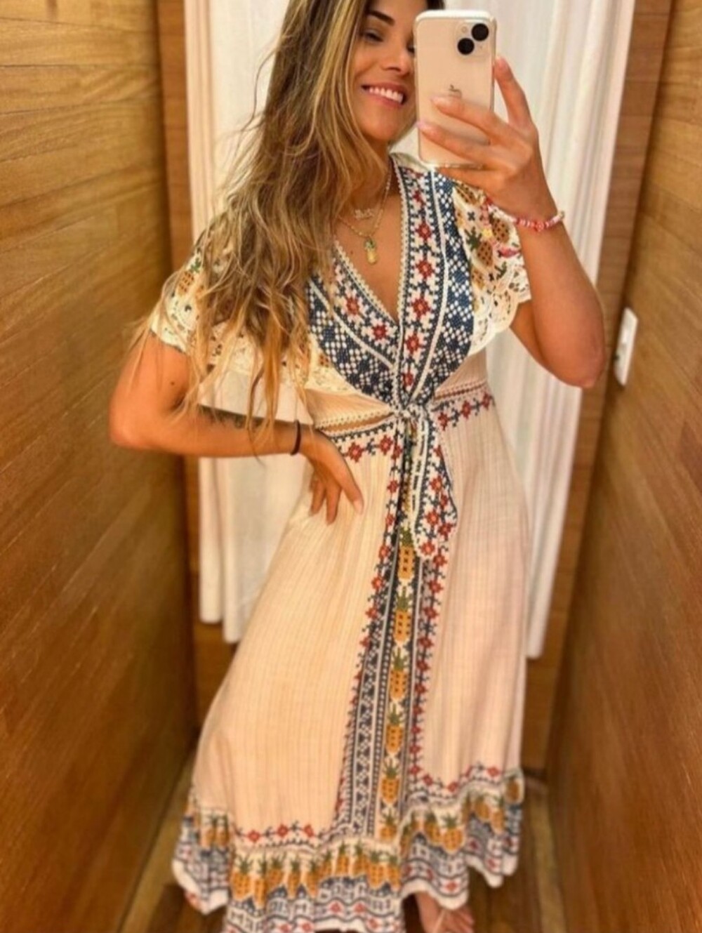 FARM Rio Maxi Dress White Floral Blue Tropical Cut Outs Sleeves Size XL - Picture 3 of 15